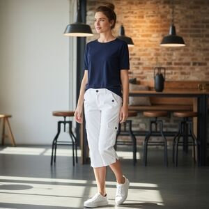 Caribbean joe White cargo capri's Size 8 Petite